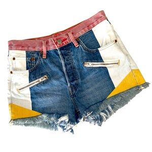 LEVI’s 501 High Rise Medium Wash Color Block Denim Shorts
